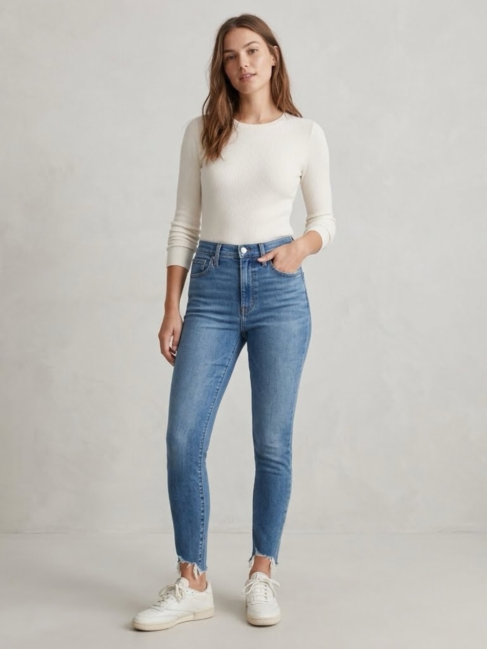 Madewell 10 Inch High-Rise Roadtripper Skinny Jeans Raw Frayed Hem 28 VGUC